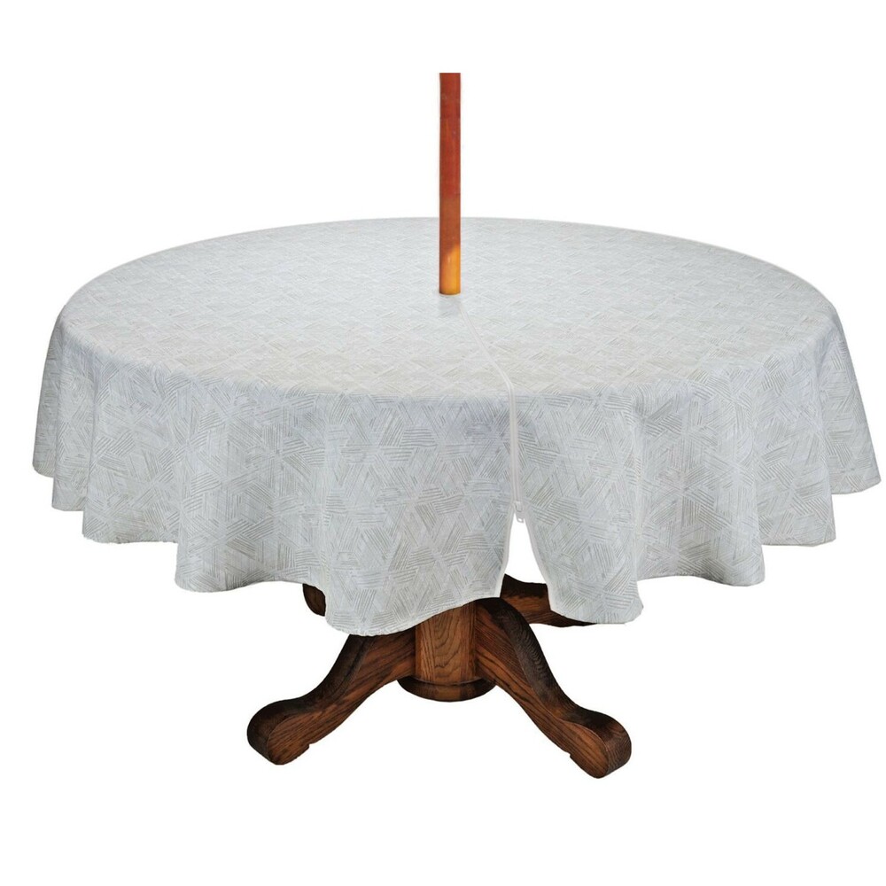 Textured Diamond Tablecloth 70 Rd Zip Umbrella Hole Indoor Outdoor Cloth Fabric